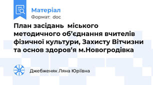План засідань  міського методичного об’єднання вчителів фізичної культури, Захисту Вітчизни та основ здоров’я м.Новогродівка