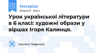 Урок української літератури в 6 класі: художні образи у віршах Ігоря Калинця.