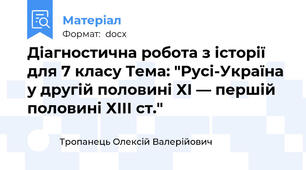 Діагностична робота з історії для 7 класу Тема: "Русі-Україна у другій половині ХІ — першій половині ХІІІ ст."