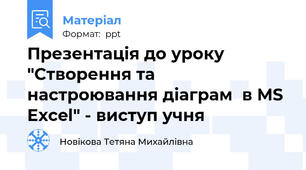 Презентація до уроку "Створення та настроювання діаграм  в MS Excel" - виступ учня