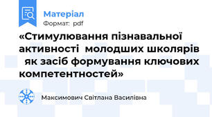 «Стимулювання пізнавальної активності  молодших школярів   як засіб формування ключових компетентностей»