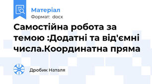 Самостійна робота за темою :Додатні та від'ємні числа.Координатна пряма