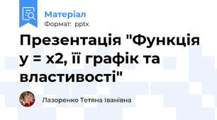 Презентація "Функція у = х2, її графік та властивості"