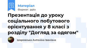 Презентація до уроку соціального побутового орієнтування у 8 класі з розділу "Догляд за одягом"