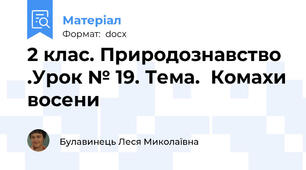 2 клас. Природознавство .Урок № 19. Тема.  Комахи восени
