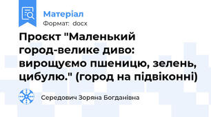 Проєкт "Маленький город-велике диво: вирощуємо пшеницю, зелень, цибулю." (город на підвіконні)