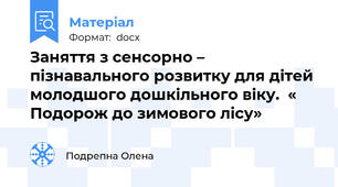 Заняття з сенсорно – пізнавального розвитку для дітей молодшого дошкільного віку.  « Подорож до зимового лісу»
