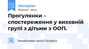 Прогулянки – спостереження у виховній групі з дітьми з ООП.