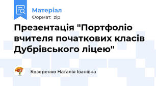 Презентація "Портфоліо вчителя початкових класів Дубрівського ліцею"