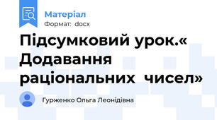Підсумковий урок.« Додавання  раціональних  чисел»
