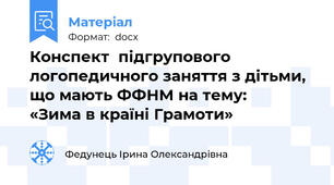 Конспект  підгрупового логопедичного заняття з дітьми, що мають ФФНМ на тему:           «Зима в країні Грамоти»