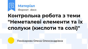 Контрольна робота з теми "Неметалеві елементи та їх сполуки (кислоти та солі)"