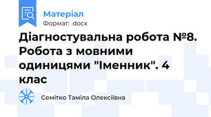 Діагностувальна робота №8. Робота з мовними одиницями "Іменник". 4 клас
