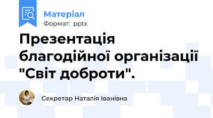 Презентація благодійної організації "Світ доброти".