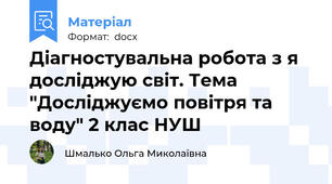 Діагностувальна робота з я досліджую світ. Тема "Досліджуємо повітря та воду" 2 клас НУШ