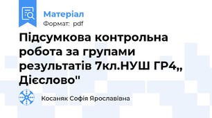 Підсумкова контрольна робота за групами результатів 7кл.НУШ ГР4,, Дієслово''