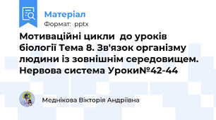 Мотиваційні цикли  до уроків біології Тема 8. Зв'язок організму людини із зовнішнім середовищем. Нервова система Уроки№42-44