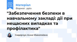 "Забезпечення безпеки в навчальному закладі: дії при нещасних випадках та профілактика"