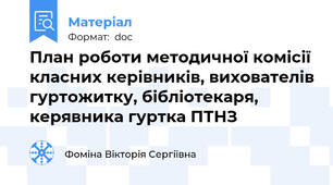 План роботи методичної комісії класних керівників, вихователів гуртожитку, бібліотекаря, керявника гуртка ПТНЗ
