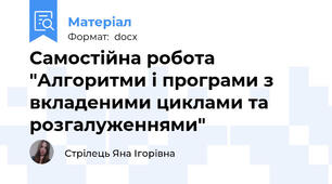 Самостійна робота "Алгоритми і програми з вкладеними циклами та розгалуженнями"