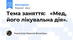 Тема заняття:   «Мед, його лікувальна дія».