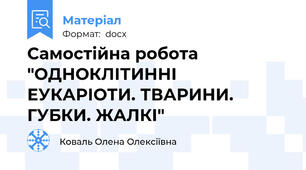Самостійна робота "ОДНОКЛІТИННІ ЕУКАРІОТИ. ТВАРИНИ. ГУБКИ. ЖАЛКІ"