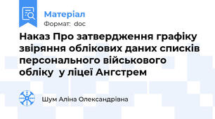Наказ Про затвердження графіку звіряння облікових даних списків персонального військового обліку  у ліцеї Ангстрем