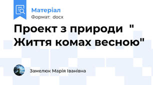 Проект з природи  " Життя комах весною"