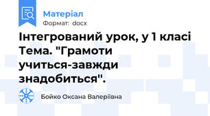 Інтегрований урок, у 1 класі  Тема. "Грамоти учиться-завжди знадобиться''.