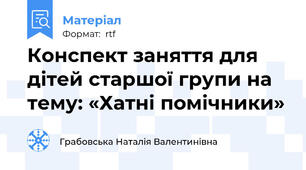 Конспект заняття для дітей старшої групи на тему: «Хатні помічники»