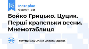 Бойко Грицько. Цуцик. Перші крапельки весни. Мнемотаблиця