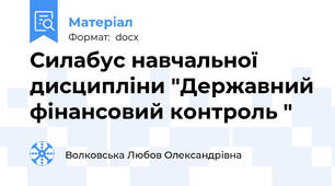 Силабус навчальної дисципліни "Державний фінансовий контроль "