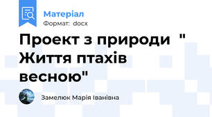 Проект з природи  " Життя птахів  весною"