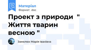 Проект з природи  " Життя тварин весною "