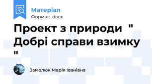 Проект з природи  " Добрі справи взимку "