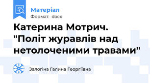 Катерина Мотрич. "Політ журавлів над нетолоченими травами"