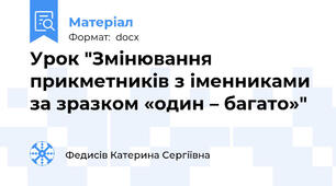 Урок "Змінювання прикметників з іменниками за зразком «один – багато»"