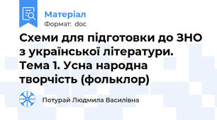 Схеми для підготовки до ЗНО з української літератури. Тема 1. Усна народна творчість (фольклор)