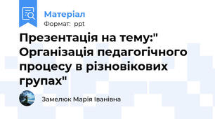 Презентація на тему:" Організація педагогічного процесу в різновікових групах"