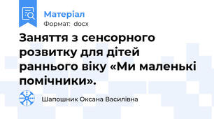 Заняття з сенсорного розвитку для дітей раннього віку «Ми маленькі помічники».