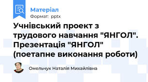 Учнівський проект з трудового навчання "ЯНГОЛ". Презентація "ЯНГОЛ" (поетапне виконання роботи)
