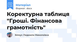 Коректурна таблиця "Гроші. Фінансова грамотність"