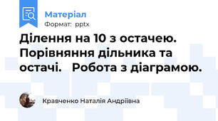 Ділення на 10 з остачею.  Порівняння дільника та остачі.   Робота з діаграмою.