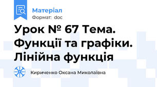 Урок № 67 Тема. Функції та графіки. Лінійна функція