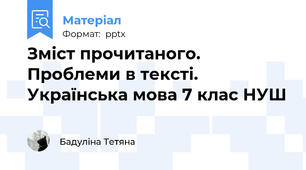 Зміст прочитаного. Проблеми в тексті. Українська мова 7 клас НУШ