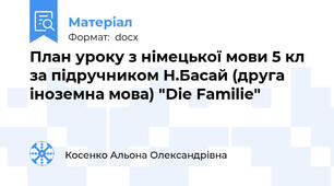 План уроку з німецької мови 5 кл за підручником Н.Басай (друга іноземна мова) "Die Familie"