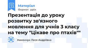 Презентація до уроку розвитку зв'язного мовлення для учнів 3 класу на тему "Цікаве про птахів""