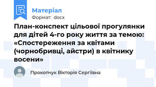 План-конспект цільової прогулянки для дітей 4-го року життя за темою: «Спостереження за квітами (чорнобривці, айстри) в квітнику восени»