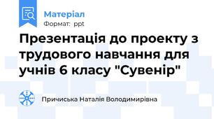 Презентація до проекту з трудового навчання для учнів 6 класу "Сувенір"