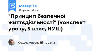 "Принцип безпечної життєдіяльності" (конспект уроку, 5 клас, НУШ)